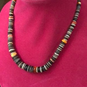 Jay king sterling silver spiny oyster and black shell 18” necklace